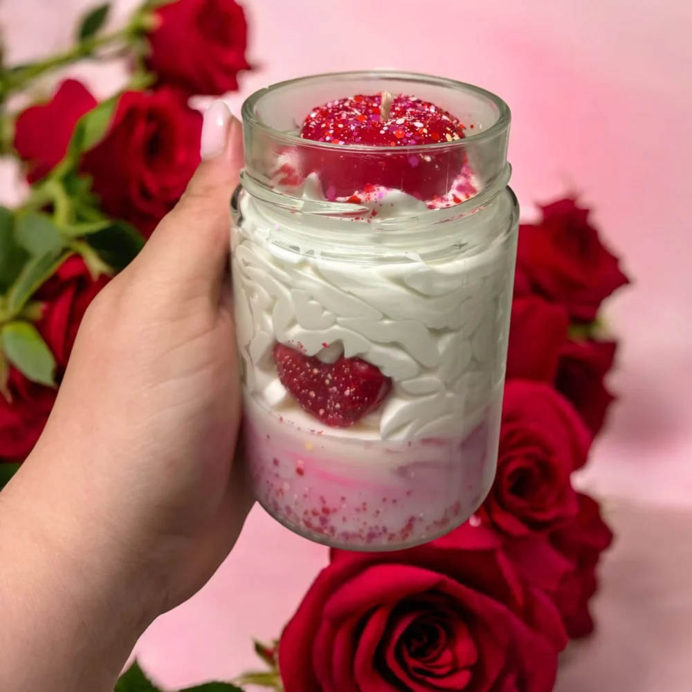 bougie gourmande pomme d'amour bougie artisanale douce flamme