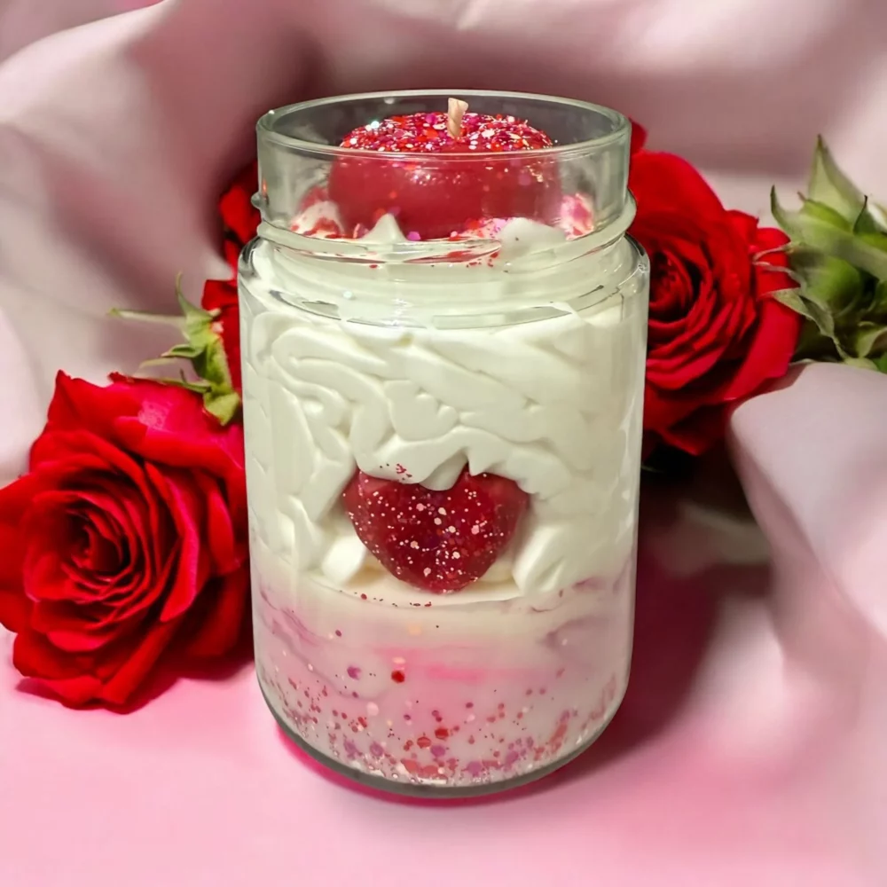bougie gourmande pomme d'amour bougie artisanale douce flamme