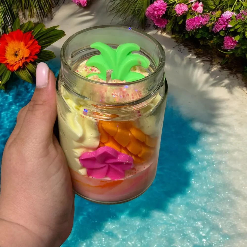 fruits-tropicaux-bougie-parfumée-douce-flamme
