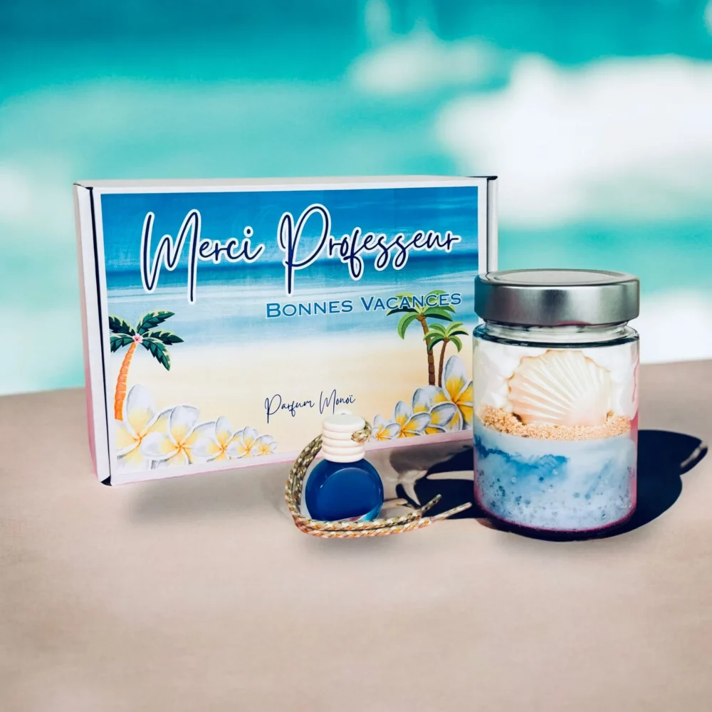 coffret cadeau maitresse bougie parfumée monoi diffuseur douce flamme