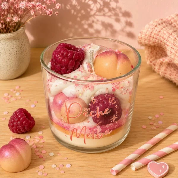 bougie-gourmande-peche-melba-douce-flamme